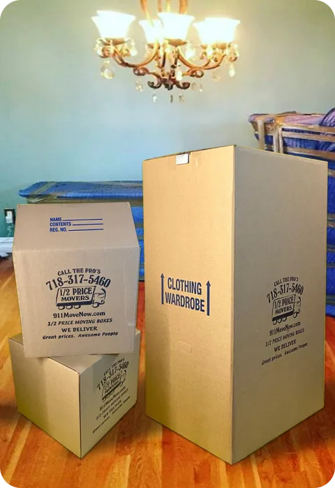 Half Price Movers branded boxes
